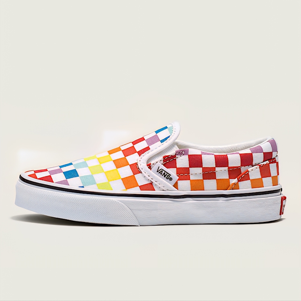 Vans Classic Slip-On Rainbow Checkerboard Shoes